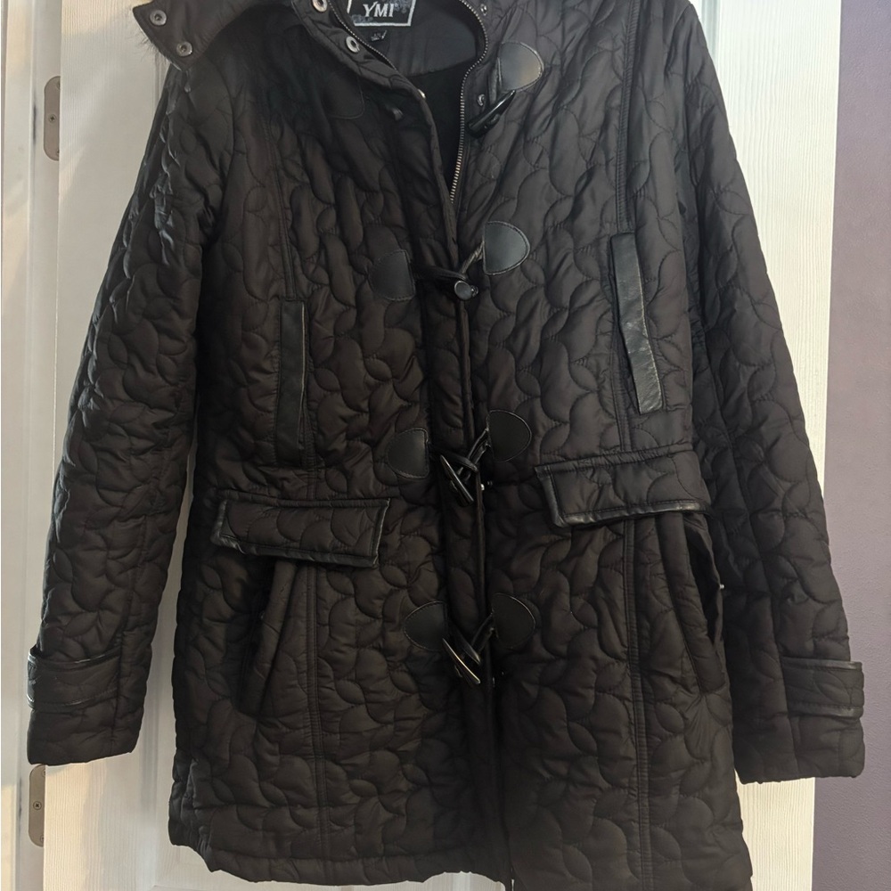 YMI Black Quilted Puffer Jacket with High Collar